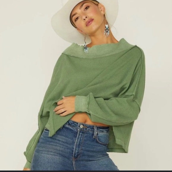 Free People WE THE FREE Women's Close To You Waffle Knit Top NWOT - Picture 3 of 7